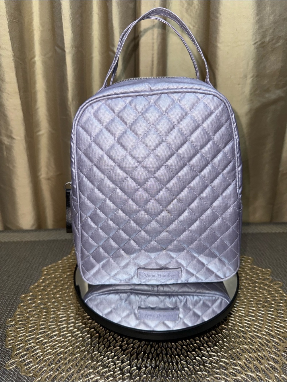 Vera Bradley Quilted Lunch Tote - Metallic Silver EUC